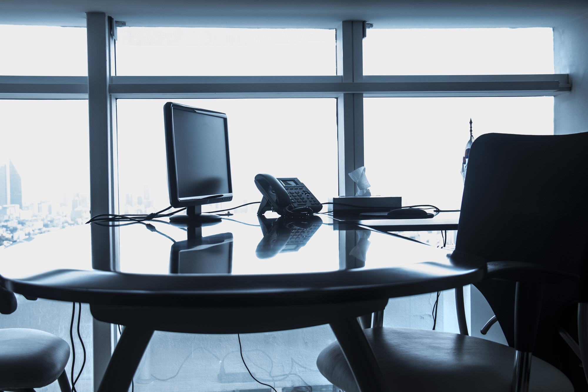 Office and desk with window view