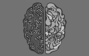 AI half brain half computer logo