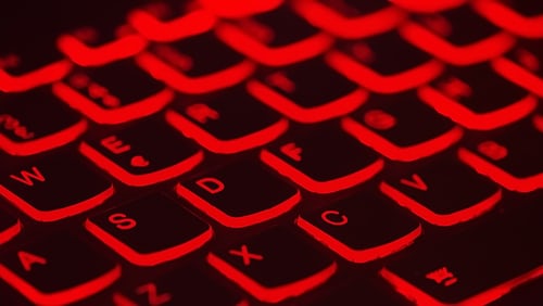 Keyboard ominously glowing red 