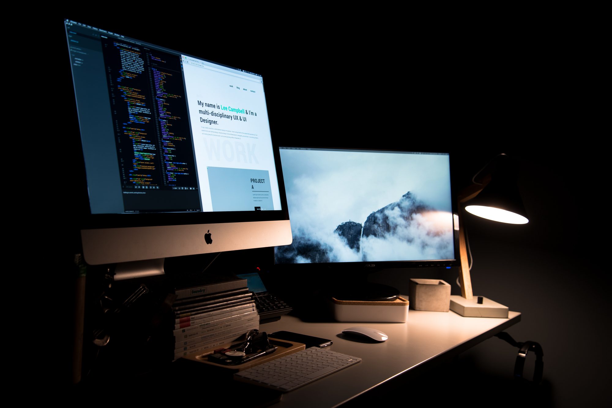 Two computers on a desk