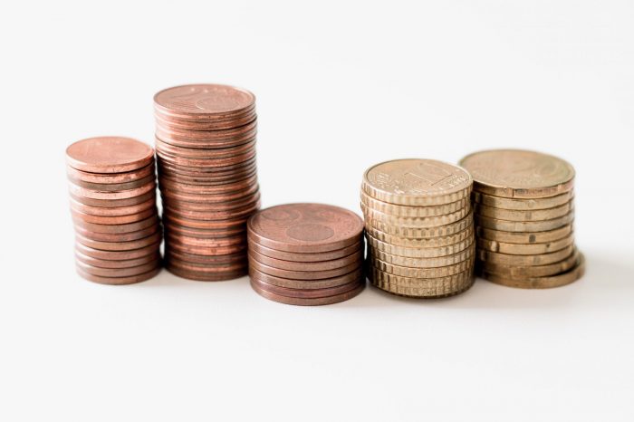 Coins on a white background 