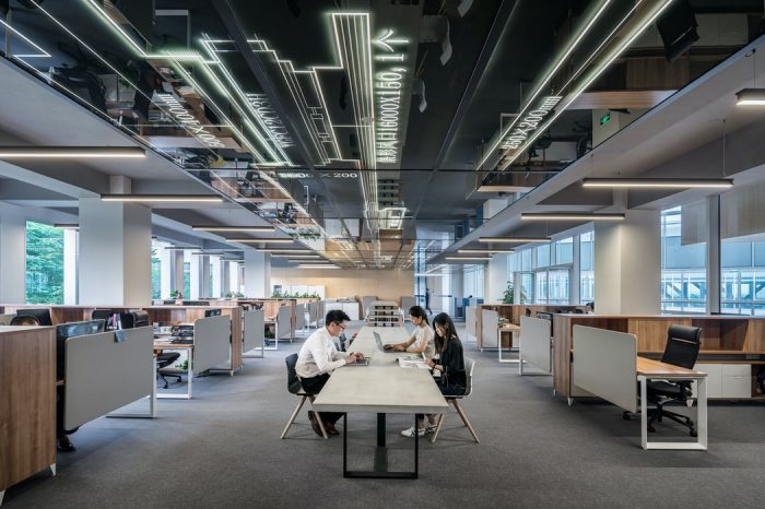 People sitting at a table in an office 