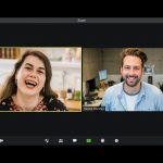 A man and a woman video chatting