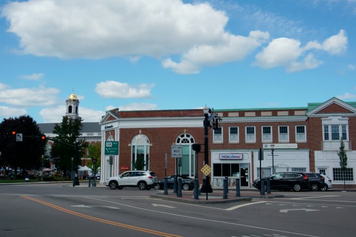 view of dedham, ma street corner